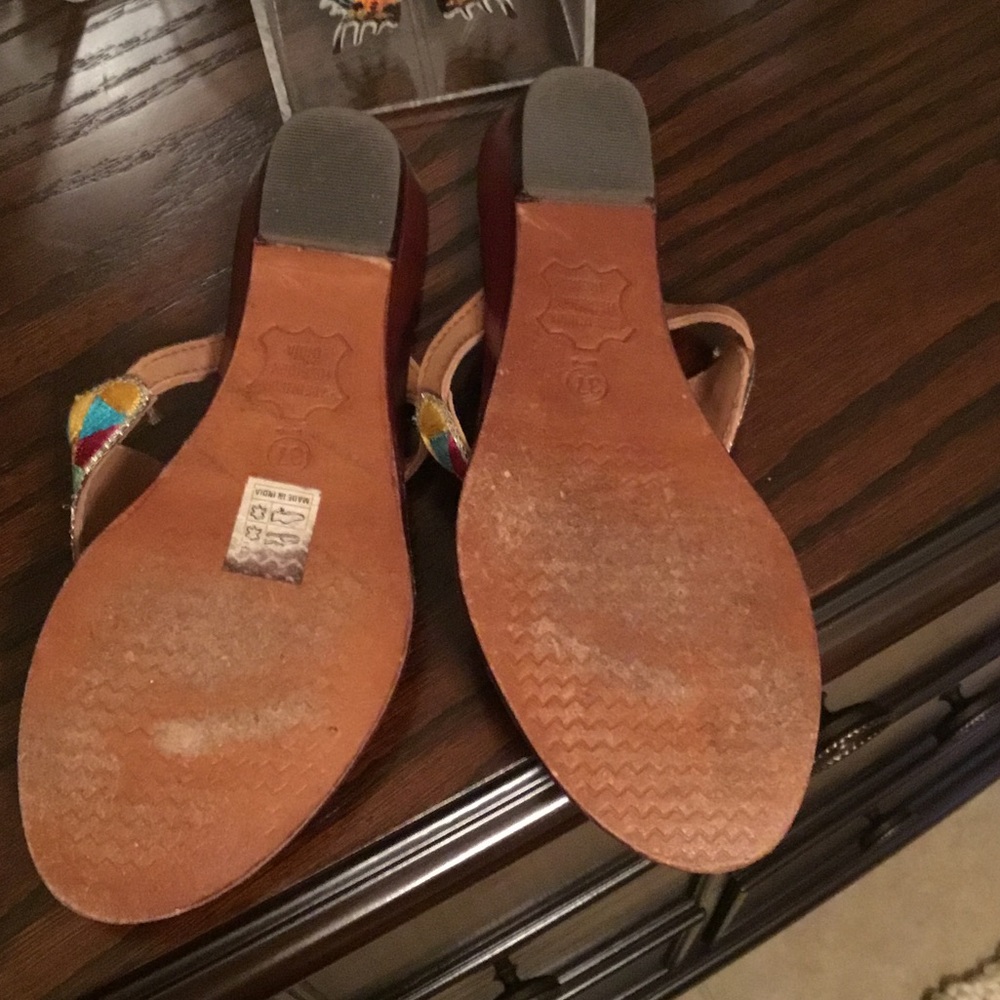 Z & L - Vibrant Multicolor Embroidered Wedge Sandals - Picture 6 of 6